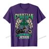 Christelijke Biker Ik Rij Met Jezus Religieuze Achterkant Motorfiets Premium T-shirt Camisas Unisex Geprinte Tops Shirt Voor Unisex Katoen