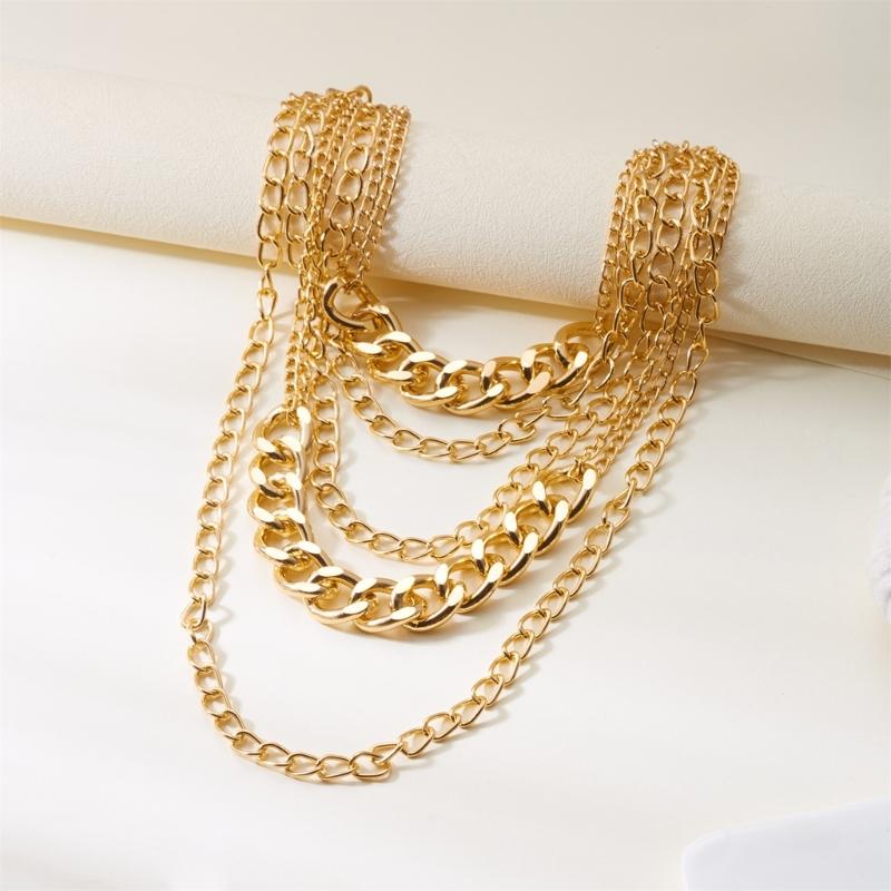 Exaggerated Thick Alloy Chain Necklace Modern Punk Style Layering Jewelry For Women Party Wear Comfortable