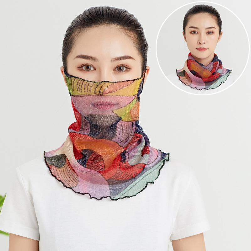 Bufanda para Mujer Diadema Protección Facial Bufanda Fina de Seda Cuello Falso Mascarilla Versátil Protección para el Cuello A Prueba de Viento en Invierno