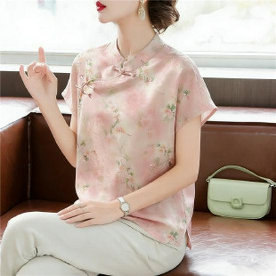 Elegant Summer Short-Sleeved T-Shirt for Middle-Aged and Elderly Women - 2026 Collection Extra Large