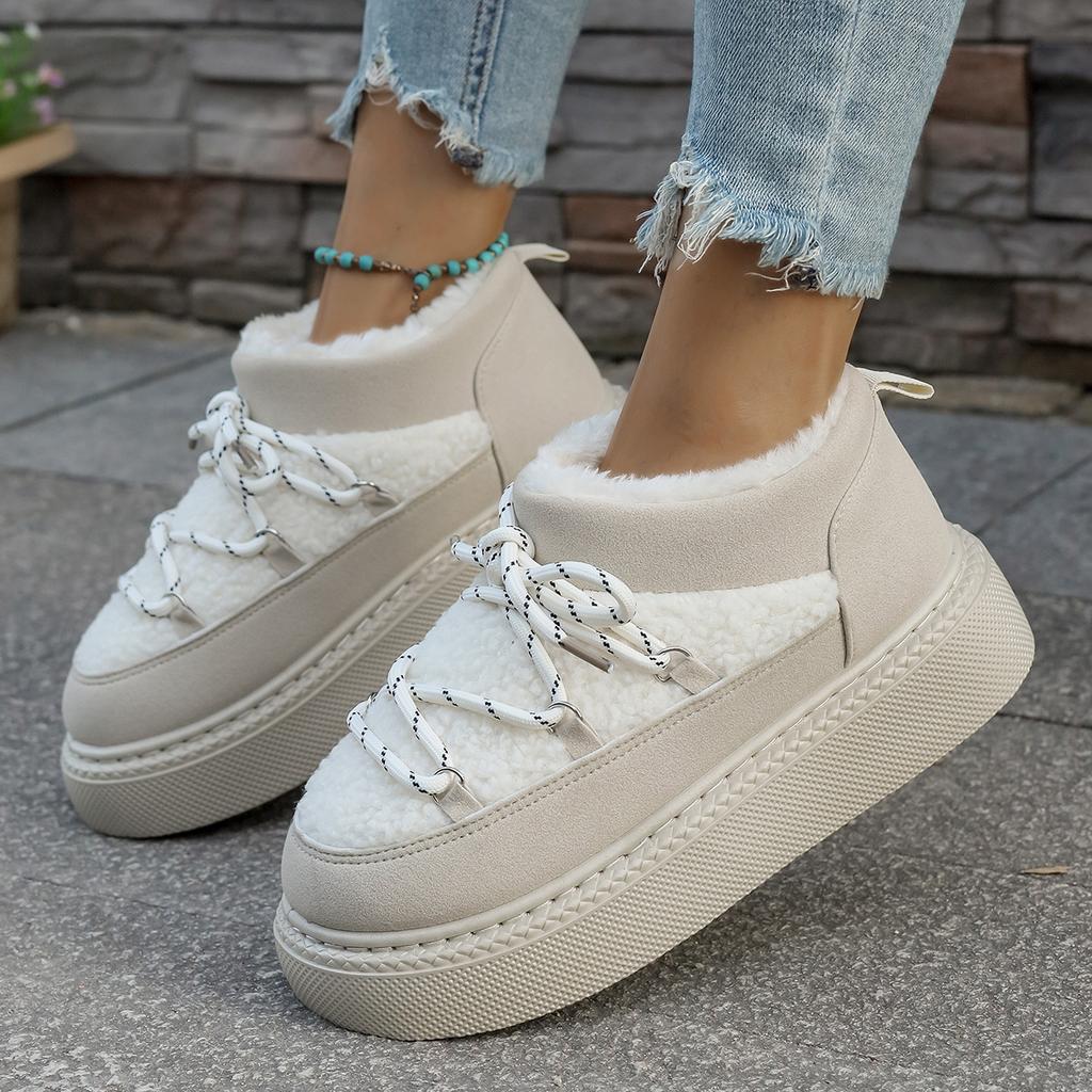 Fashion 2025 Autumn and Winter New Thick-soled Cross-tie Snow Boots Thickened Mid-length Over-the-knee Warm Women's Short Boots