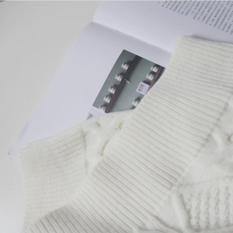 2023 Vår/Höst Dam Lös Vit Stickad Ull Pullover Tröja