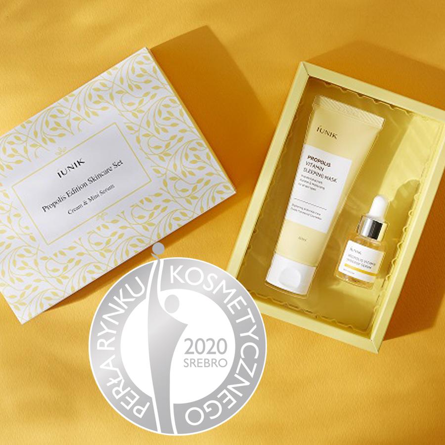 iUNIK SET Propolis Edition (Propolis Sleeping Mask 60ml + Propolis Serum 15ml) - Zestaw propolisowy do pielęgnacji twarzy