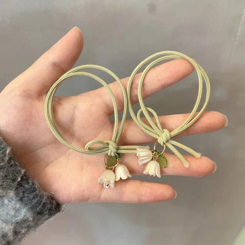 Set lily of the valley flower rubber band hair ring high elasticity and durable Korean version of the head rope new fresh girl hair tie rope