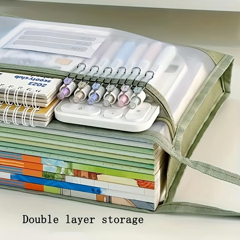 Large Capacity A4 Transparent Mesh File Storage, Double-Layer Zipper, Portable School Organization Pouch, Made of Polyester Material