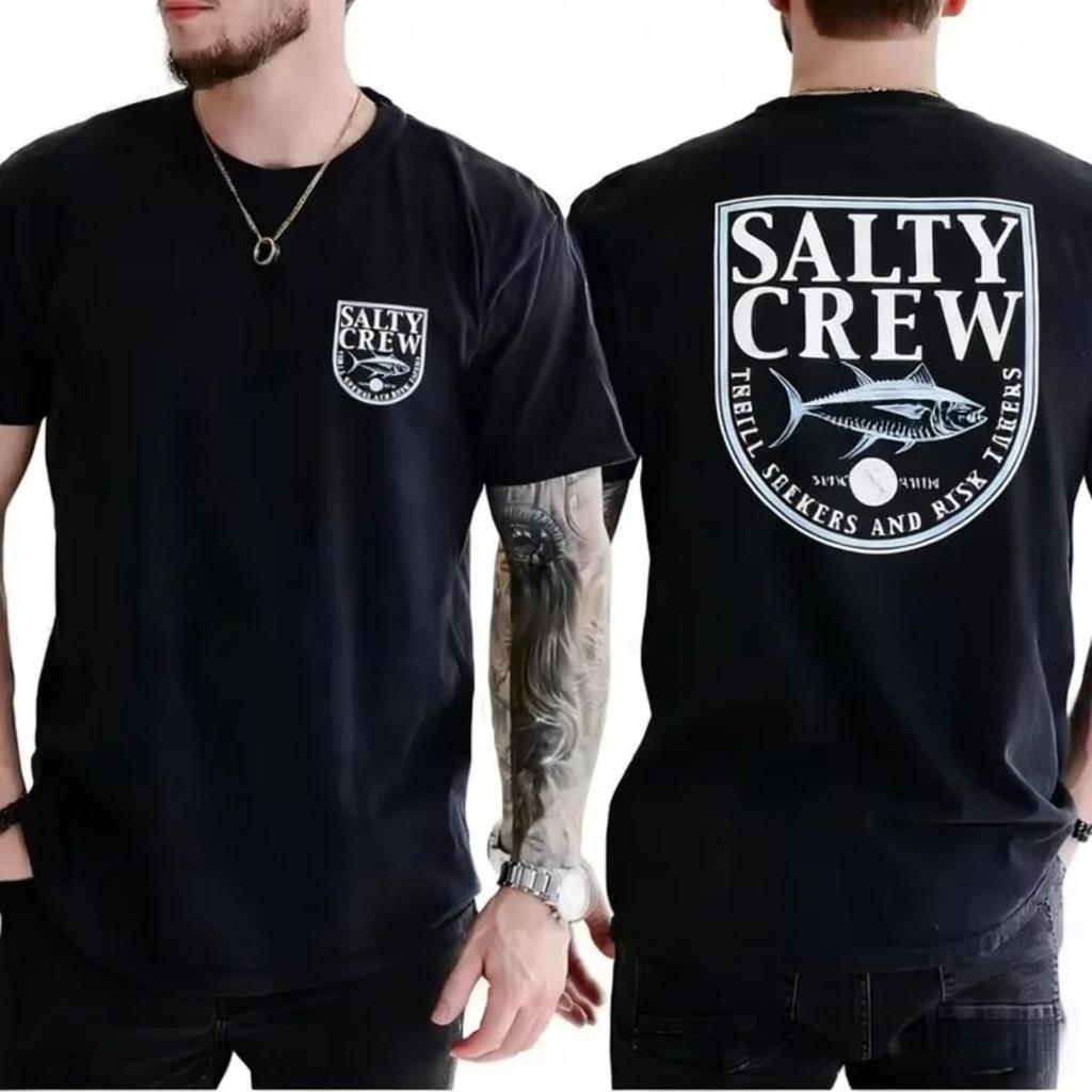 2026 Salty Crewhang Marinaio Pesce Pesce Roccia Punk Americano Semplice Maglietta Vintage Larga Girocollo Manica Corta Magliette Top