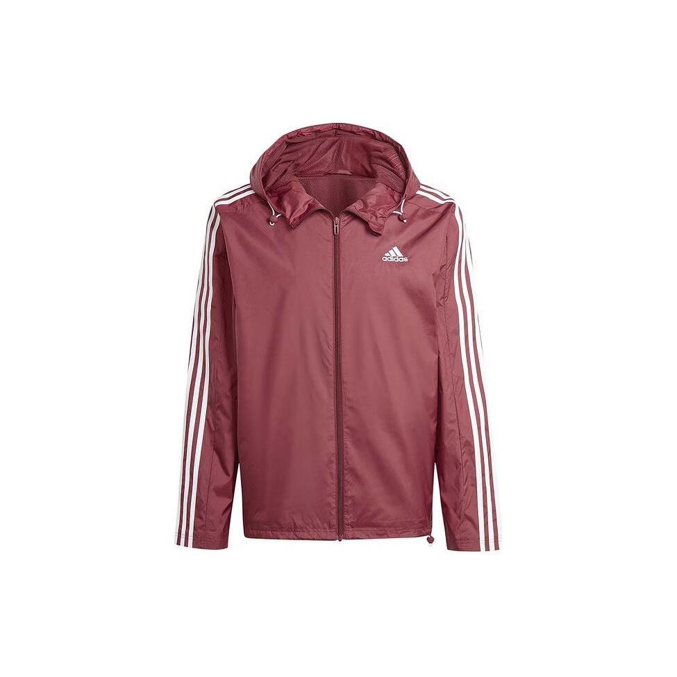 adidas Essential 3-Stripes Woven Windbreaker Asia Sizing  Shadow Red  Men s IS1335 XL