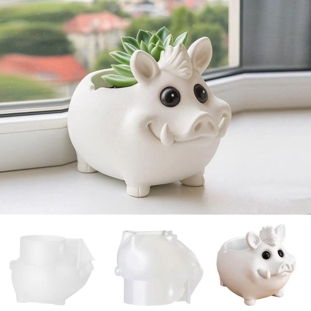 Creativity 3D Wild Boar Cement Mold Silicone Cartoon Planter Sillicone Mold Easy To Use DIY Craft Storage Tank Mold Home Decor