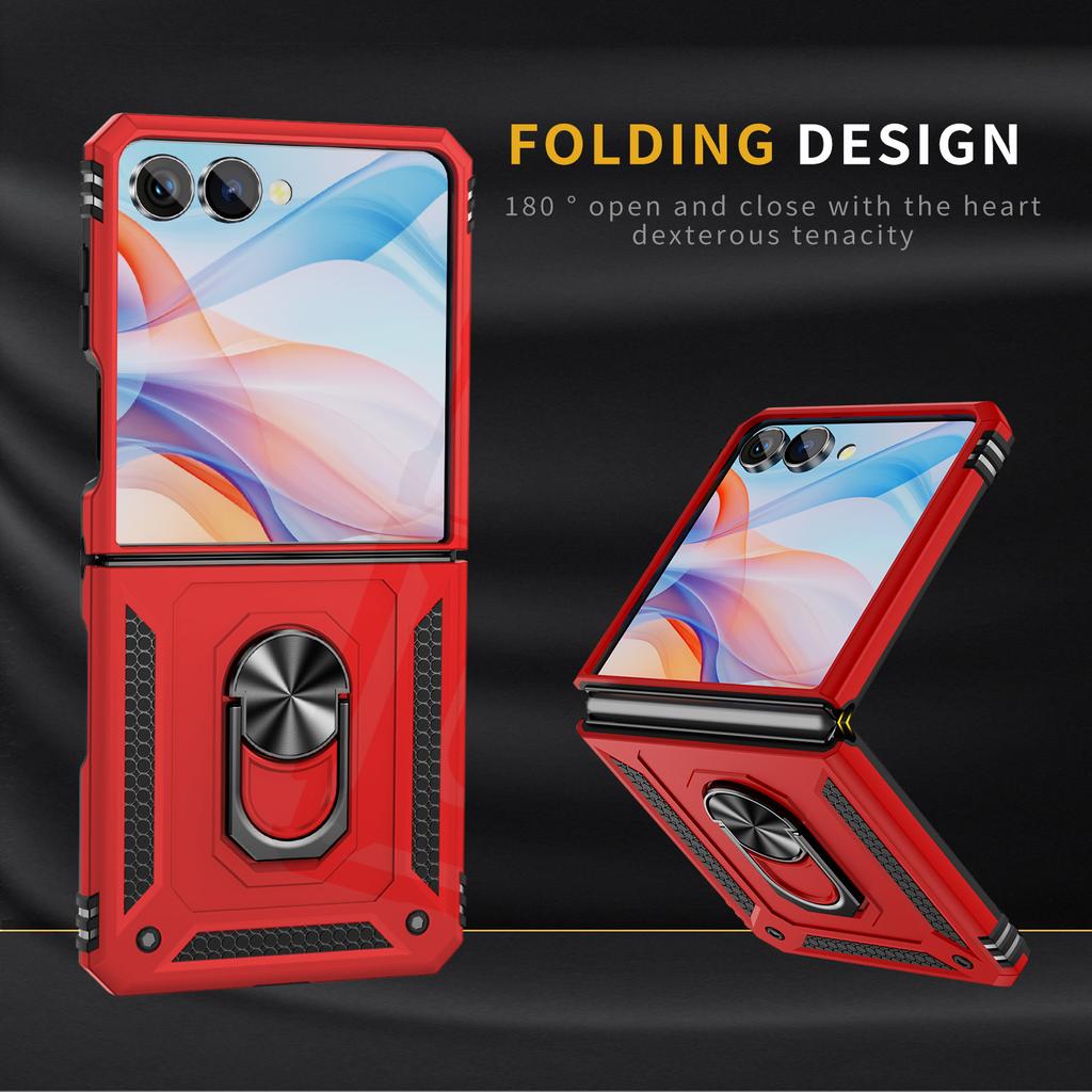 Military-grade Shockproof Phone Case For Samsung Galaxy Z Flip 7 Armor Ring Stand Holder Protective Case For Z Flip 7 FE 6 5 4 3
