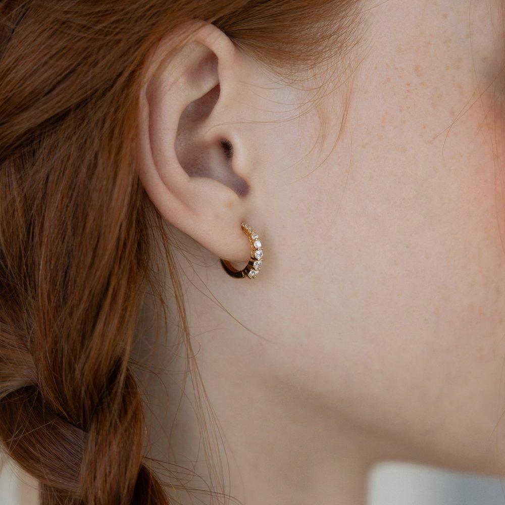(925 Silver) Gradient Cubic Hoop Earrings Ec3228