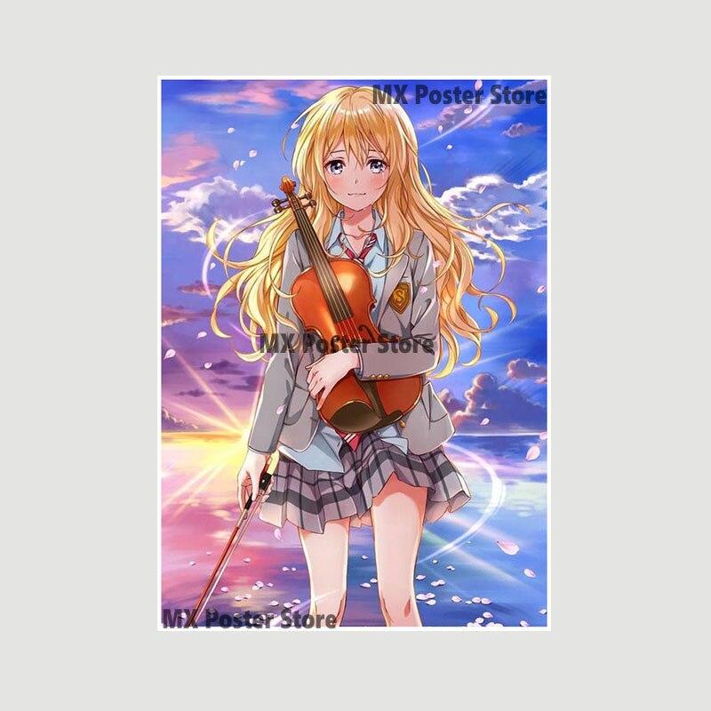 Japanische Anime Your Lie In April Poster weiß beschichtetes Papier Wandaufkleber Home Decor Wandbild Wohnzimmer Bar Dekoration Malerei