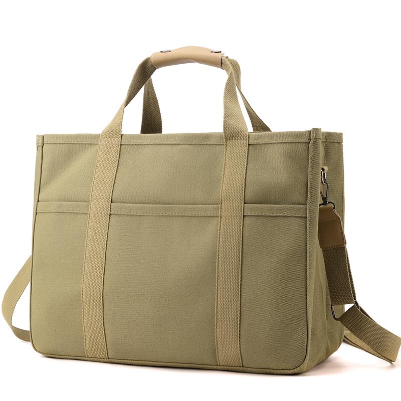 Enkel Canvas Tote Bag Dame Ensfarget Skulderveske Crossbody-veske Studentklasser Bokveske Underarmsveske