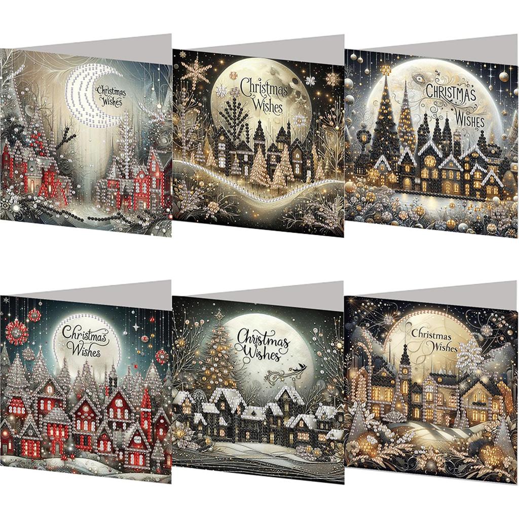 6PCS DIY Christmas Diamond Art Greeting Cards Congratulations Cards & Gifts