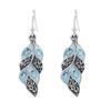 Bohemian Peacock Feather Pendant Earrings - Retro Light Blue Ancient Silver Jewelry