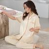Pajamas Women's Summer Pure Cotton Short-sleeved Trousers Thin Summer Women's Korean Cardigan Cotton Simple Loungewear Set