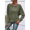 Women's Round Neck Long Sleeve Knit Sweater Loose Fit Casual Fashion Pullover Top