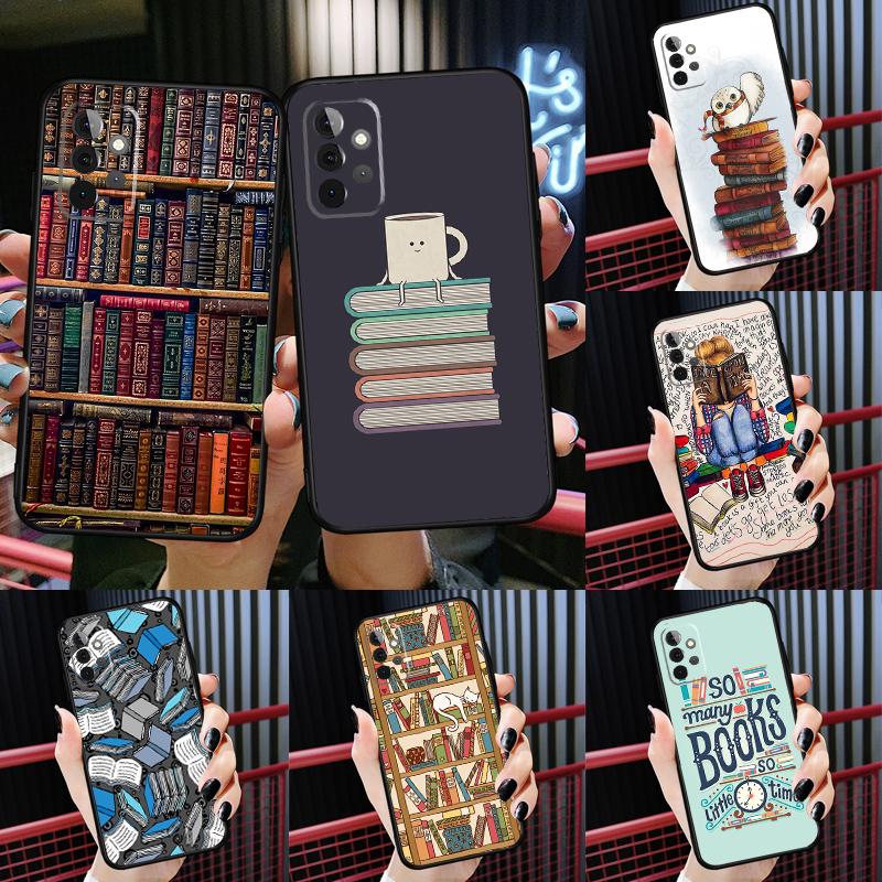 Read Books Illustration Case For Samsung Galaxy A54 A34 A24 A14 A73 A53 A33 A23 A13 A52 A32 A22 A12 A51 A71 Cover