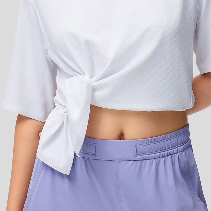 SAUCONY Solid Color Round Neck Short Sleeve T-Shirt Women Tops Pearl-White SC1249015A-WT02