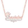 Double Layer Two Tone With Crown Heart Personalized Custom 18K Gold Tone Plated Name Necklaces Women Nameplate 3D Pendant JewelryTrendy Pendant