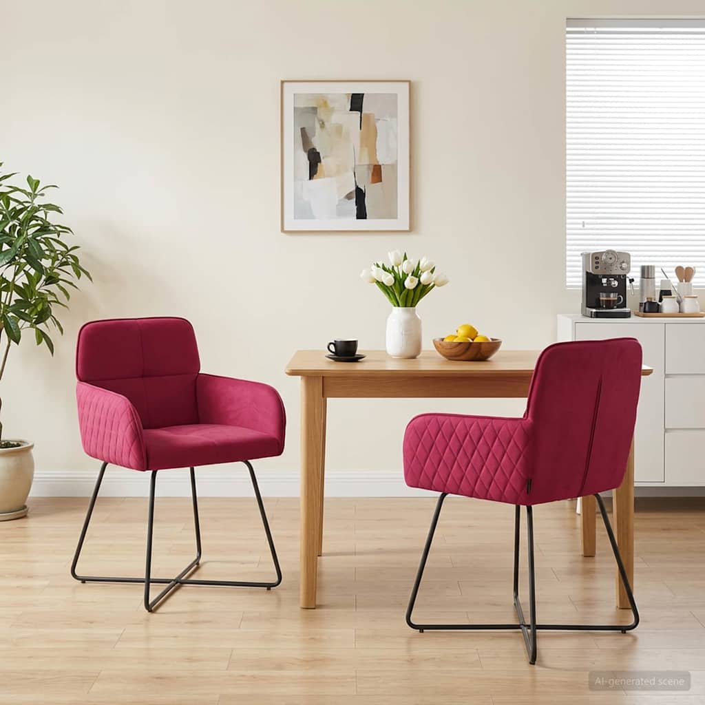Dining Chairs 2 Pcs Velvet Wine Red 59 X 56.5 X 86 Cm