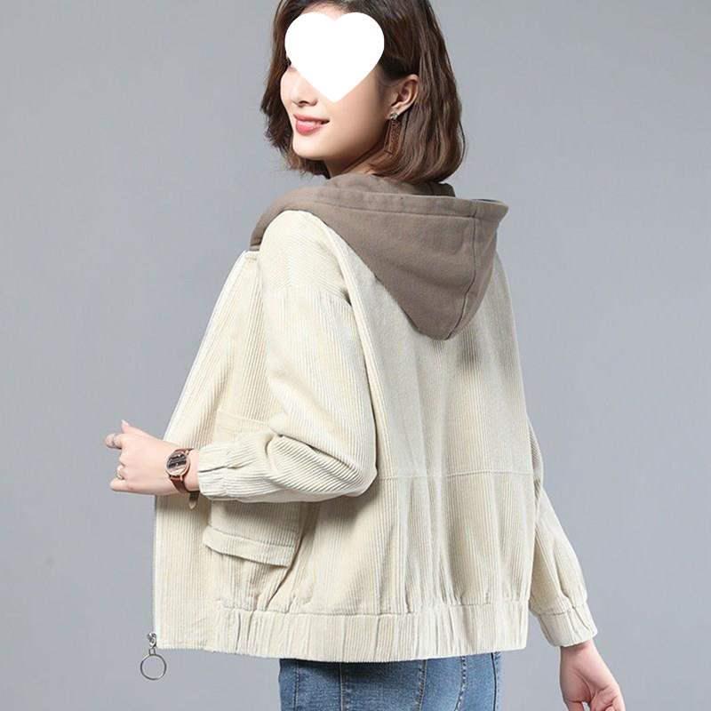 Women's Thick Velvet Corduroy Jacket - Korean Style, Loose Fit, Short Length for Spring/Fall/Winter 2025