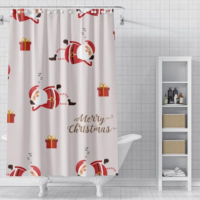 Home decoration shower curtains for bathroom waterproof curtain fabric Modern Nordic style Living Room Merry Christmas winter