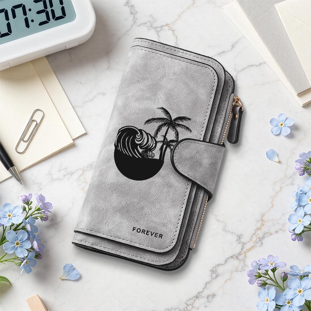 Stylish Tropical Print Long Wallet Casual Portable Daily Purse for Women