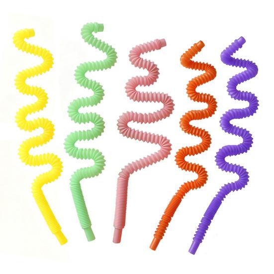 Renkli Spiral Bükülebilir Pipetler 6mm Yeniden Kullanılabilir Gıda Sınıfı Plastik Pipet Doğum Günü Partisi Ev Seyahat İçin Esnek İçme Pipetleri