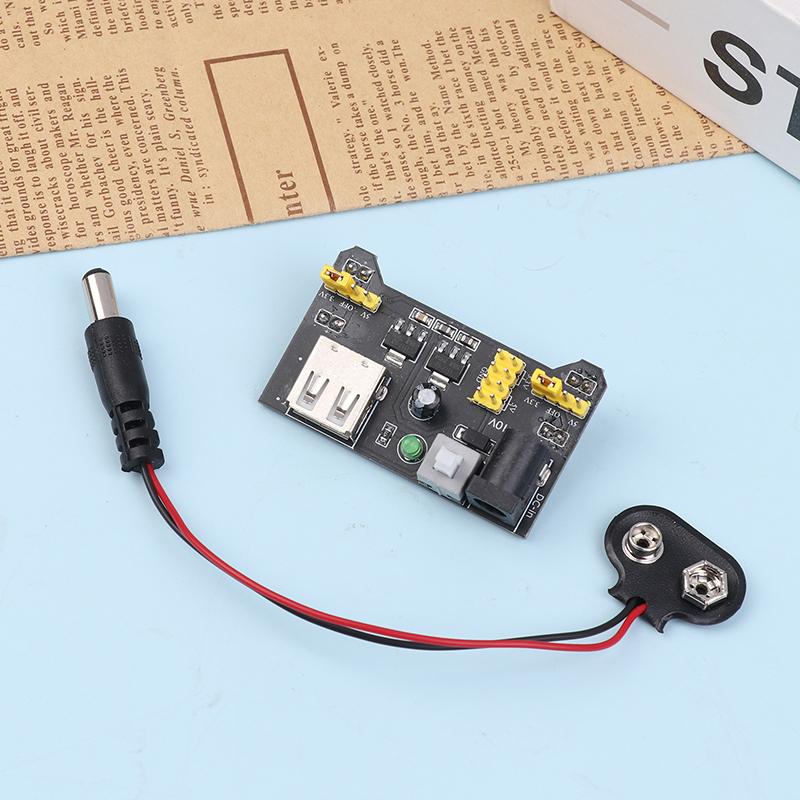 Mb102 Moduł Zasilania do Płytki Stykowej Bezlutowej 3,3V 5V Z Klipsem Baterii 9V Kabel Zasilający Wtyk DC 2,1x5,5mm