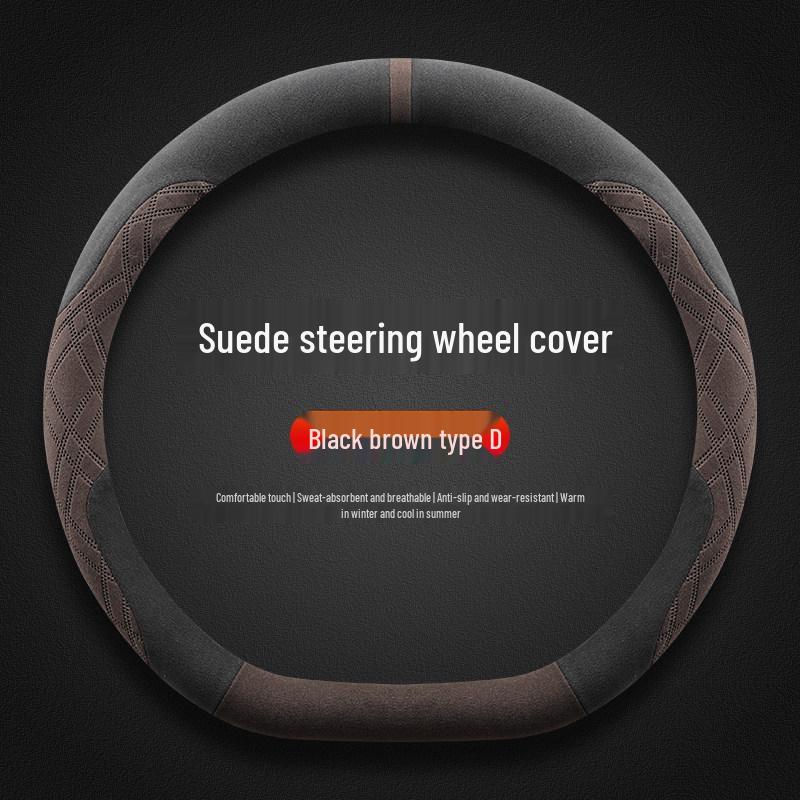Ultra-Thin Non-Slip Suede Steering Wheel Cover, Fits 25/26 Mercedes-Benz EQE, Winter-Ready