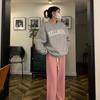Frauen Langarm O Hals lose Pullover weibliche Tops einfarbig Sweatshirts