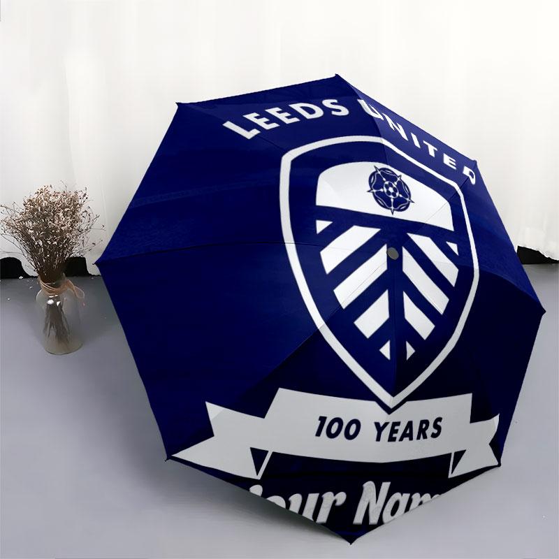 1 PC Automatic Folding Umbrella - Leeds United Custom Name Pattern, Portable & Foldable Design with 8 Ribs, Christmas Birthday Gifts