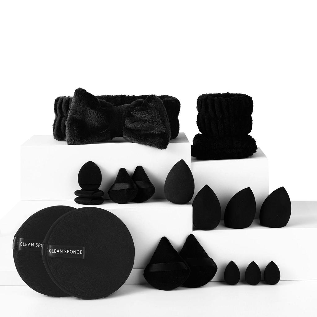 Multi-piece Powder Puff Set: Includes Beauty Blender, Thumb Puff, Mini Puff, and Cotton Puff In 5/14/19/25/34-piece Options.