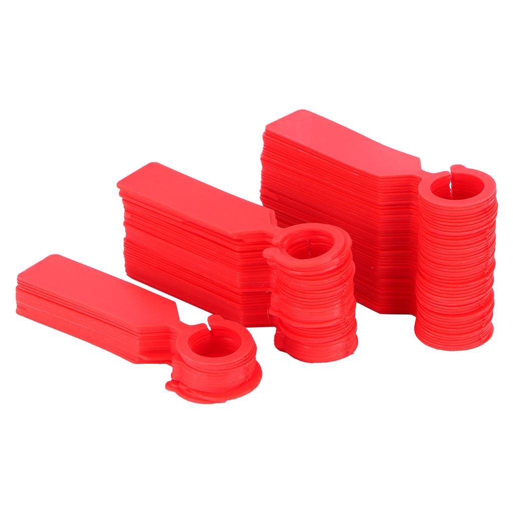 100 ks visaček na rostliny, stromy, závěsné květinové štítky, cedule, zahradnické příslušenství 11x2,4 cm, červené