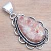 Pendant Sunstone Drusy Gemstone Gift For Her Silver Jewelry 1.75"