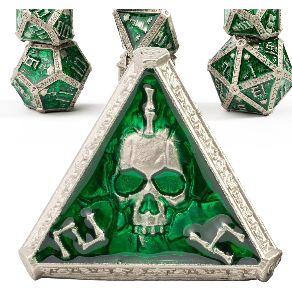 Mystery Skull Metal DND Dice Set for Dungeons and Dragons, Unique Magic RPG Role Playing Game Accessories Gifts