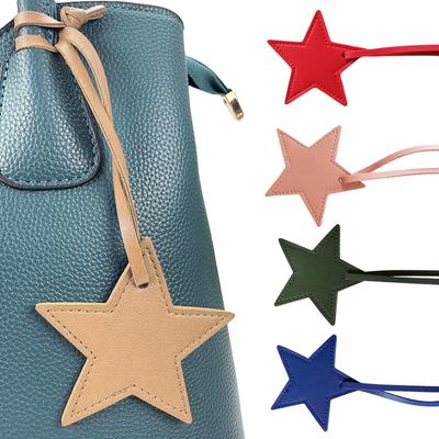 1PC Gepäck Anhänger Zubehör Tasche Anhänger Mode Schlüsselanhänger Geschenk Fünfzackigen Stern Schnalle PU Leder