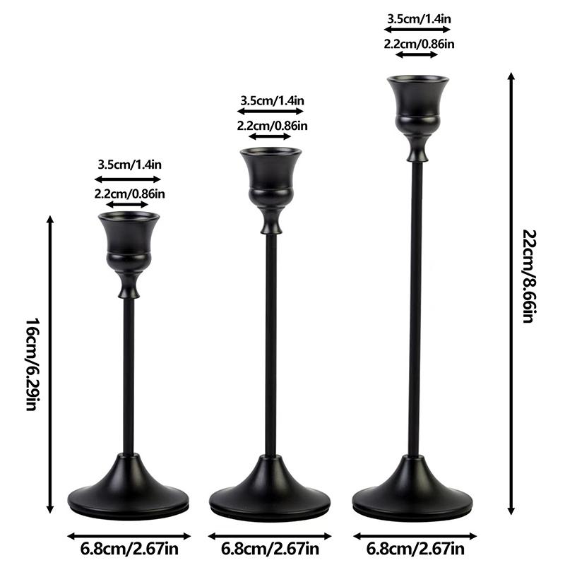 3Pcs European Style Vintage Elegant Metal Tabletop Candle Holders Wedding Table Decorative Candlestick Stand For Party Dinning