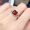 Colorful Square Ruby Simulated Open Ring for Women