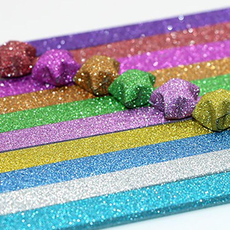 Glitter Origami Wishing Stars: Handmade Five-Pointed Colored Paper for Star Folding with Optional Colors