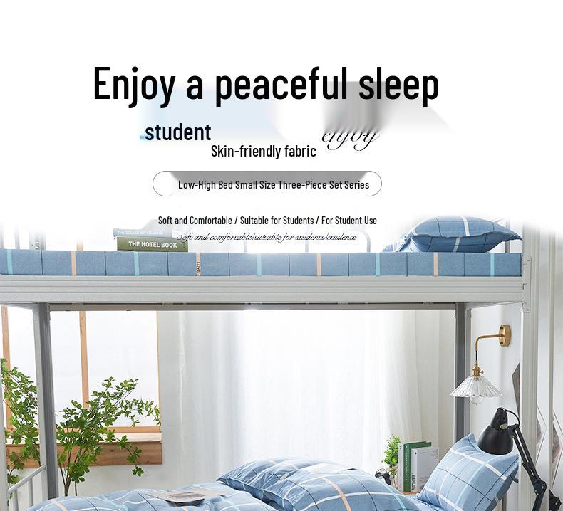 2026 Plush Student Dorm Single Bunk Bed 3-Piece Set - Cozy, Soft, Skin-Friendly