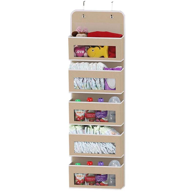 5-Shelf Hanging Storage Organizer - Behind Door Anti-Tilt 5 Large Capacity Pockets Suitable for Bedroom Bathroom