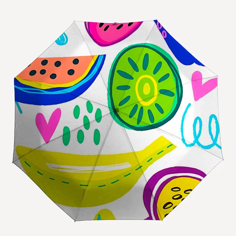 1pc Watermelon, Banana Automatic Folding Umbrella - Portable Collapsible Design, 8-Rib Iron Frame, Durable Fabric Yy251125099