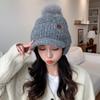 Versatile Leather Label Plus Velvet Thickened Wool Hat Outdoor Cold Protection Hat Korean Casual Face Showing Hat for Women