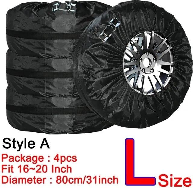 AD Universal 4Pcs Spare Tire Cover Case Polyester Car Tyre Storage Bags Automobile Tyre Accessories Auto Vehicle Wheel Protector