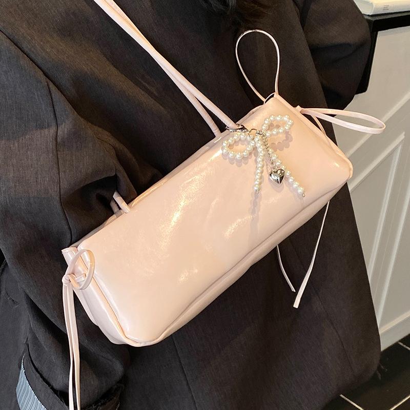 New Korean Cute Girl Underarm Bags with Versatile and Fashionable Bow Pillow Bag Texture Shoulder Bag