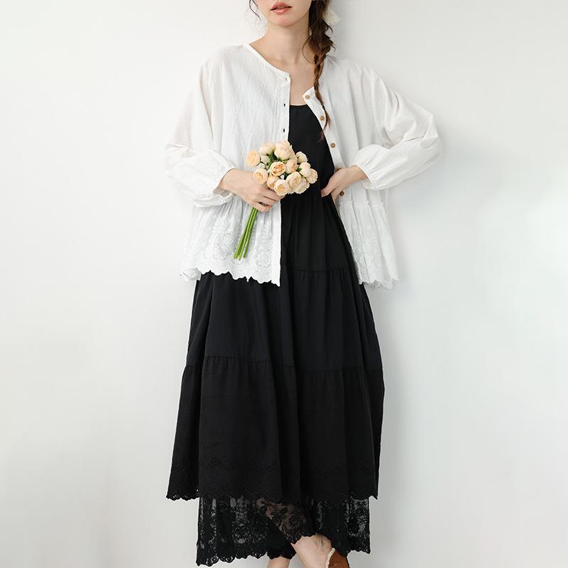 Women's Forest Style Embroidered Layered Lace Long Dress
