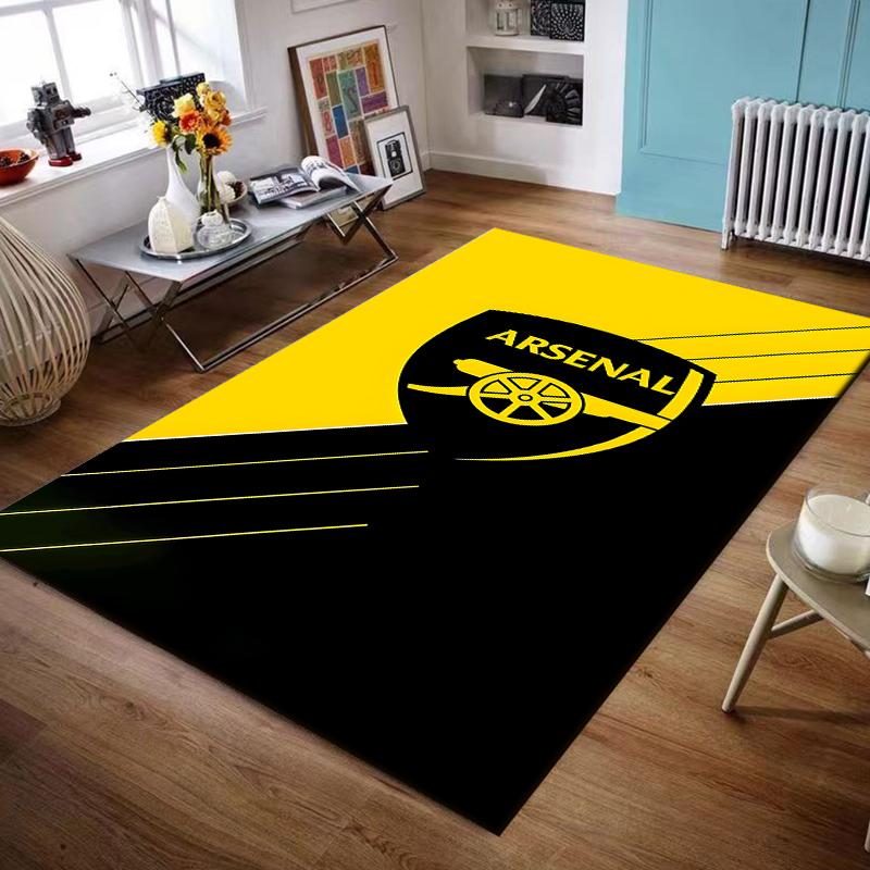 Arsenal Logo Yellow and Black Design Non-slip Rug Suitable for Living Room and Bedroom Sofas