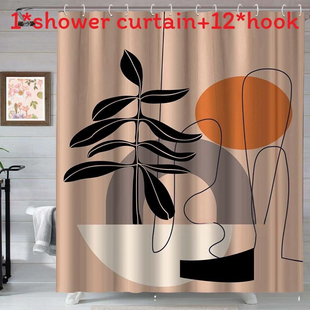 Boho Style Watercolor Polyester Shower Curtain Waterproof Fabric For Bathroom Decor And Privacy Divider