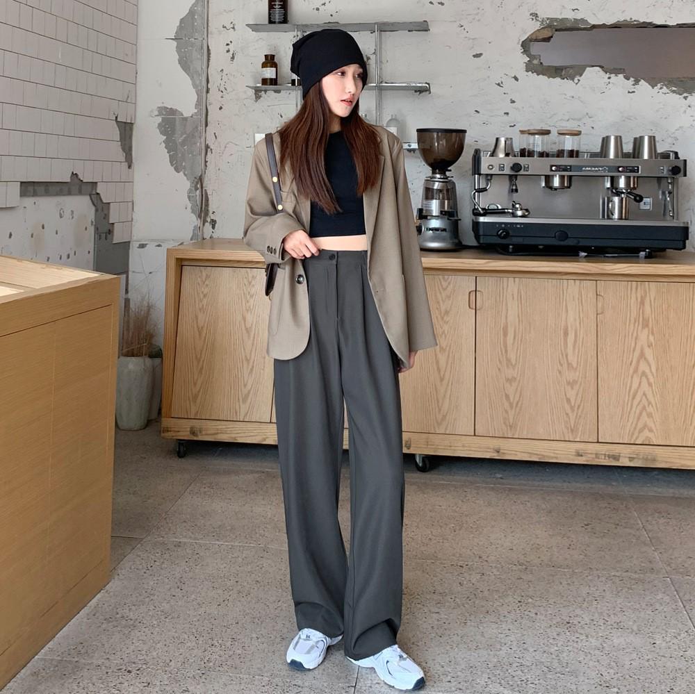 

Женские брюки от костюма моп-длины с высокой посадкой: Белый или Черный, Весна/Лето 2025, Свободный прямой крой, Широкие брюки, Повседневная драпировка Extra Large